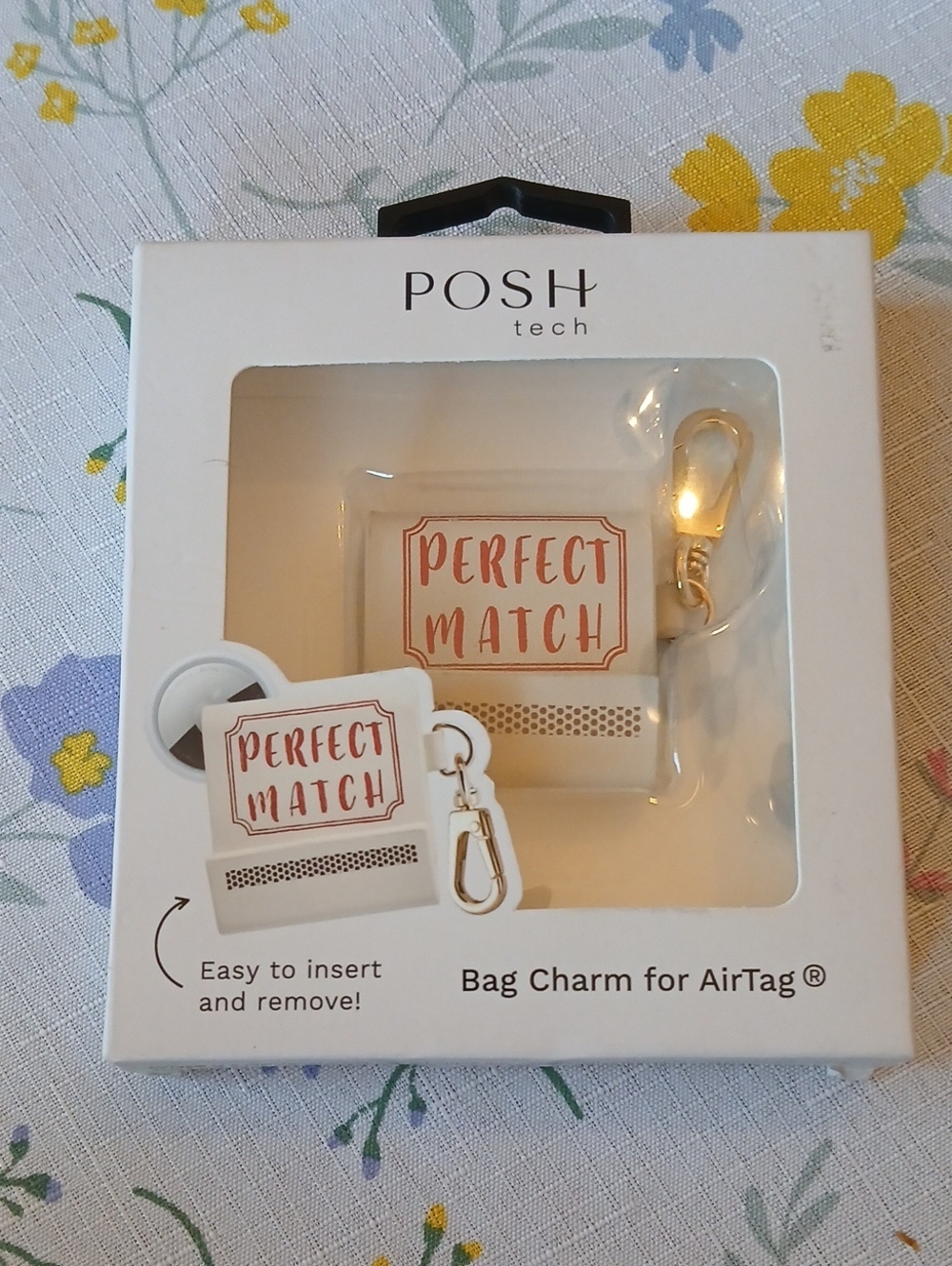 White and Rose Gold 'Perfect Match' AirTag Bag Charm